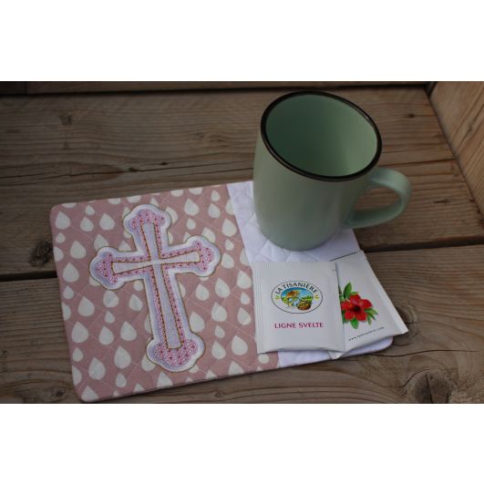 Mug Rug With Cross 1 | Machine Embroidery Designs by JuJu