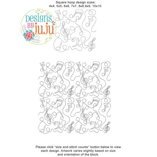 Music End-to-End Quilting | Machine Embroidery Designs by JuJu