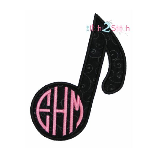 Music Note Applique | Machine Embroidery Designs by JuJu