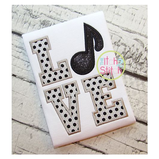 Music Note LOVE Applique | Machine Embroidery Designs by JuJu