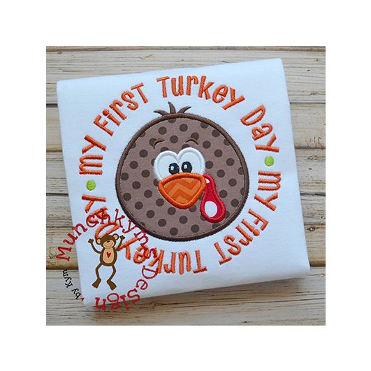 My First Turkey Day Boy | Machine Embroidery Designs by JuJu