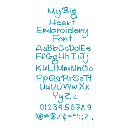 My Big Heart Embroidery Font Machine Embroidery Designs by JuJu