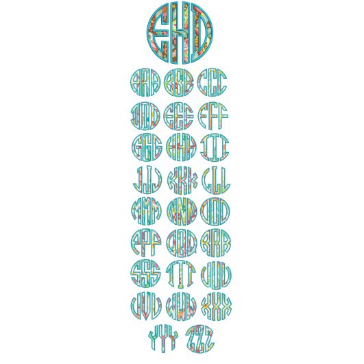 Circle Applique Monogram Alphabet Machine Embroidery Designs by JuJu