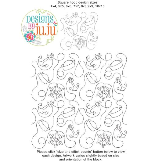Nautical 1 End-to-End Quilting | Machine Embroidery Designs by JuJu