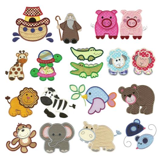 Noah and Friends Applique Machine Embroidery Designs by JuJu 