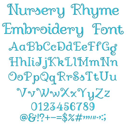 Nursery Rhyme Embroidery Font | Machine Embroidery Designs by JuJu