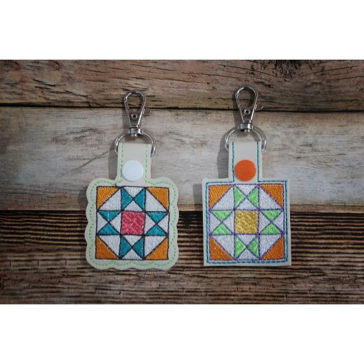 ITH Snap Tab Key Fob Ohio Star Quilt Block | Machine Embroidery Designs by JuJu