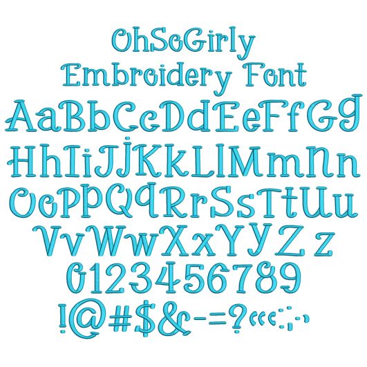 Oh So Girly Embroidery Font | Machine Embroidery Designs by JuJu