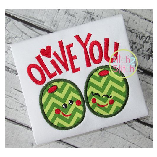 Olive You Applique | Machine Embroidery Designs by JuJu