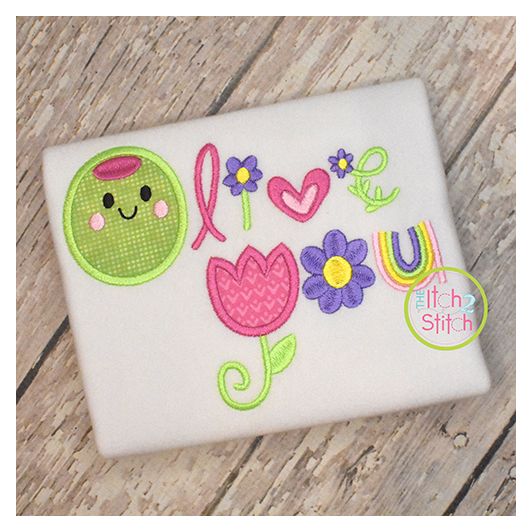 Olive You Word Art Applique | Machine Embroidery Designs by JuJu