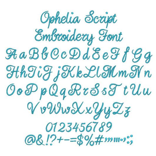 Ophelia Script Embroidery Font | Machine Embroidery Designs by JuJu