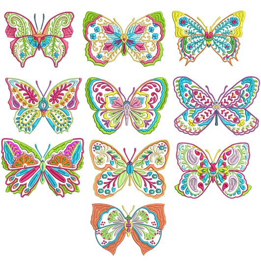 Ornamental Butterflies Machine Embroidery Designs by JuJu