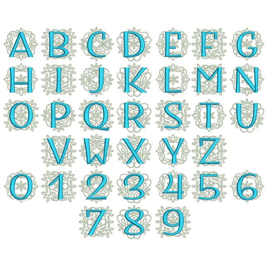 Ornamental Sans Serif Monogram Satin Background | Machine Embroidery Designs by JuJu