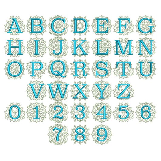 Ornamental Serif Satin Monogram | Machine Embroidery Designs by JuJu