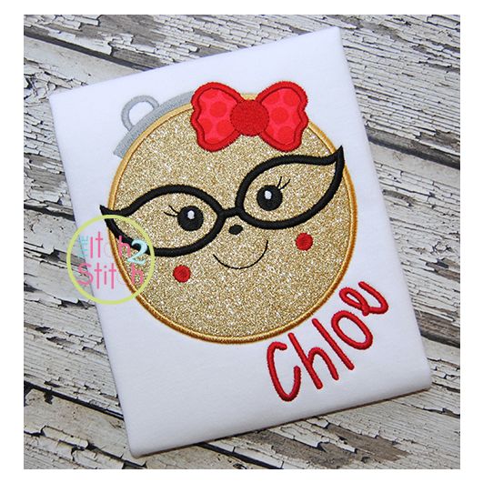 Ornament Girl Glasses Applique | Machine Embroidery Designs by JuJu