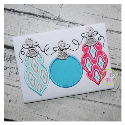 Ornament Trio Applique | Machine Embroidery Designs by JuJu
