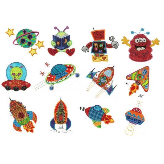 Out of this World Applique Machine Embroidery Designs by JuJu 