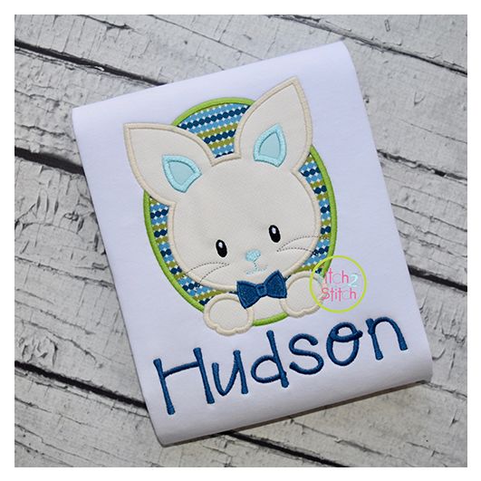Oval Bunny Boy Applique | Machine Embroidery Designs by JuJu