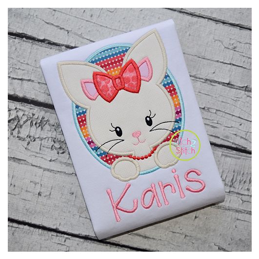 Oval Bunny Girl Applique | Machine Embroidery Designs by JuJu