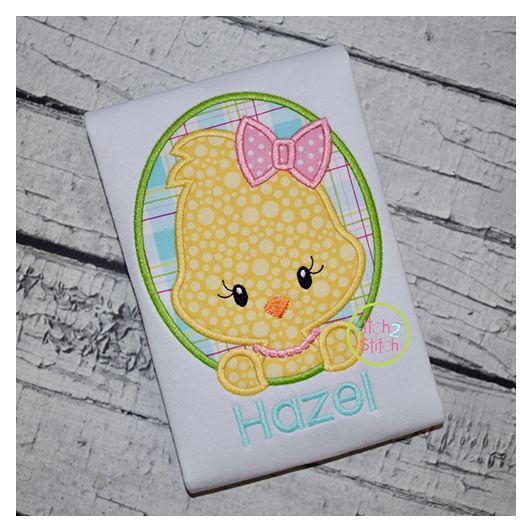 Oval Chick Girl Applique | Machine Embroidery Designs by JuJu