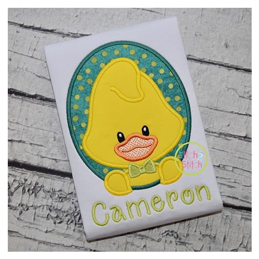 Oval Duck Boy Applique | Machine Embroidery Designs by JuJu