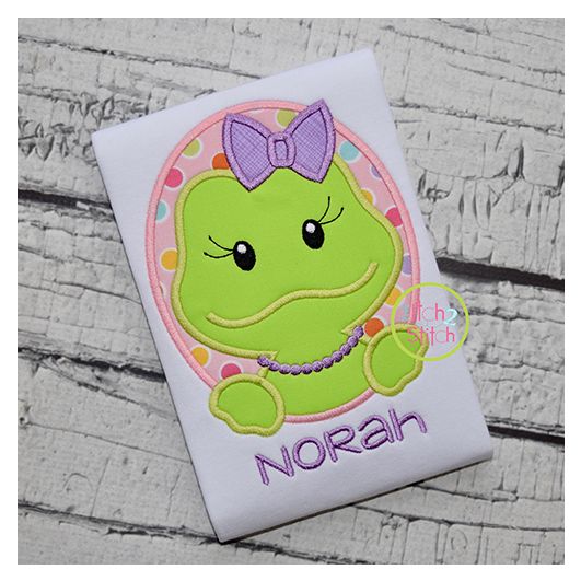 Oval Frog Girl Applique | Machine Embroidery Designs by JuJu