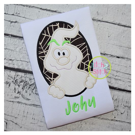 Oval Ghost Boy Applique | Machine Embroidery Designs by JuJu