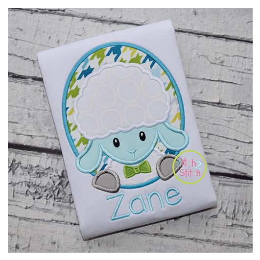 Oval Lamb Boy Applique | Machine Embroidery Designs by JuJu