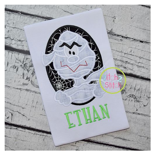 Oval Mummy Boy Applique | Machine Embroidery Designs by JuJu