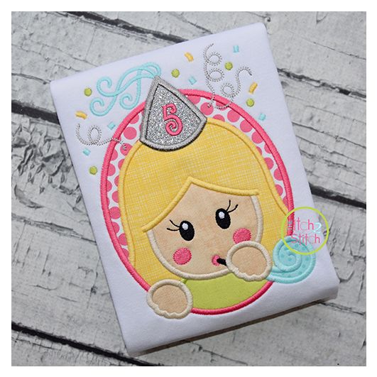 Oval Party Girl Applique | Machine Embroidery Designs by JuJu