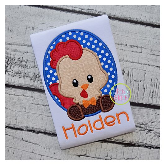 Oval Rooster Boy Applique | Machine Embroidery Designs by JuJu