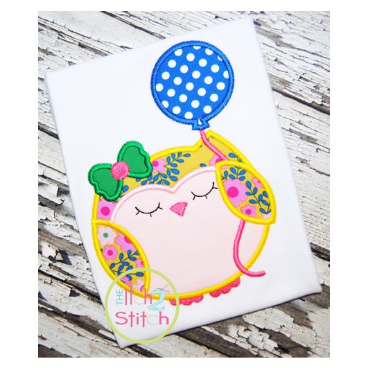 Owl Balloon Applique | Machine Embroidery Designs by JuJu
