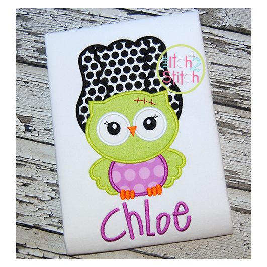 Owl Frankenstein's Bride Applique | Machine Embroidery Designs by JuJu
