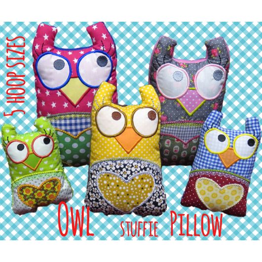 Owl Stuffie Pillow | Machine Embroidery Designs by JuJu