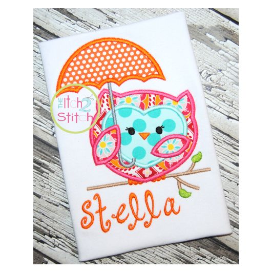 Owl Umbrella Applique | Machine Embroidery Designs by JuJu