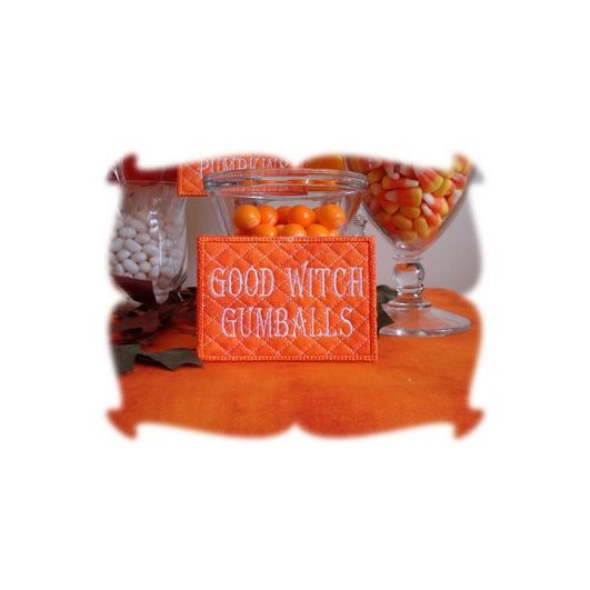 Good Witch Halloween Candy Jar Tags | Machine Embroidery Designs by JuJu