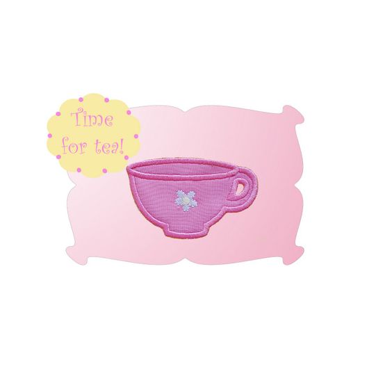 Tea Cup Applique | Machine Embroidery Designs by JuJu