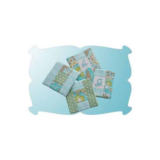 Pieced Monogram Coasters | Machine Embroidery Designs by JuJu