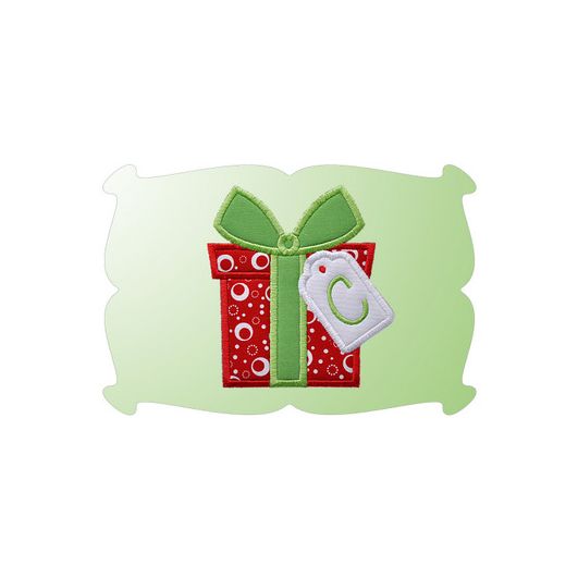 Gift Box Monogram Applique | Machine Embroidery Designs by JuJu