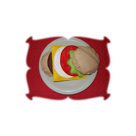 Play Food Hamburger and all the Fixings Set 2 | Machine Embroidery Designs by JuJu