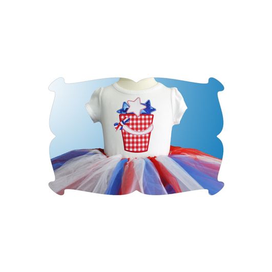 July 4th Bucket of Stars Applique | Machine Embroidery Designs by JuJu