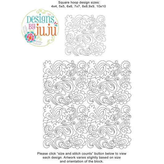 Paisley 3 End-to-End Quilting | Machine Embroidery Designs by JuJu