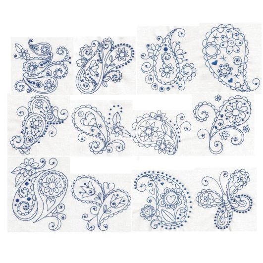 Paisley Blues Redwork Machine Embroidery Designs by JuJu
