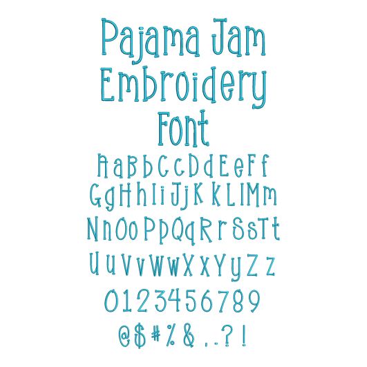 Pajama Jam Embroidery Font | Machine Embroidery Designs by JuJu