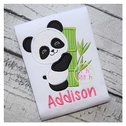 Panda Hugs Bamboo Applique | Machine Embroidery Designs by JuJu
