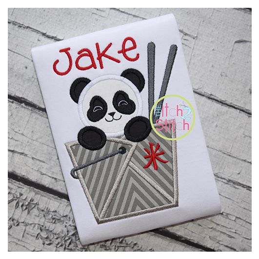 Panda Take Out Box Applique | Machine Embroidery Designs by JuJu