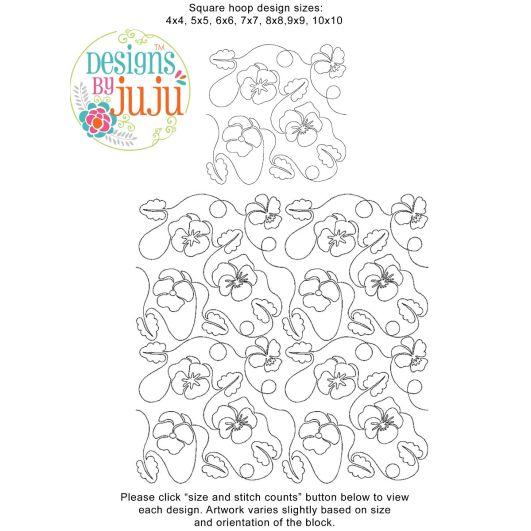 Pansy and Leaves End-to-End Quilting | Machine Embroidery Designs by JuJu