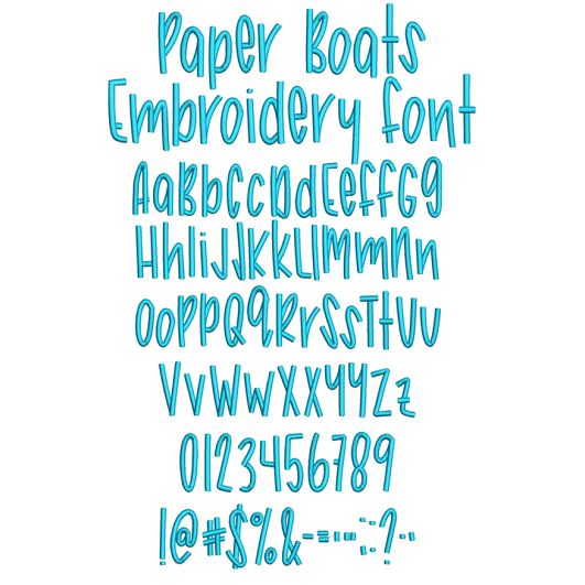 Paper Boats Embroidery Font | Machine Embroidery Designs by JuJu