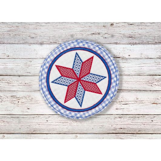 ITH Patriotic Coaster | Machine Embroidery Designs by JuJu