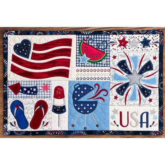 ITH Patriotic Placemat | Machine Embroidery Designs by JuJu